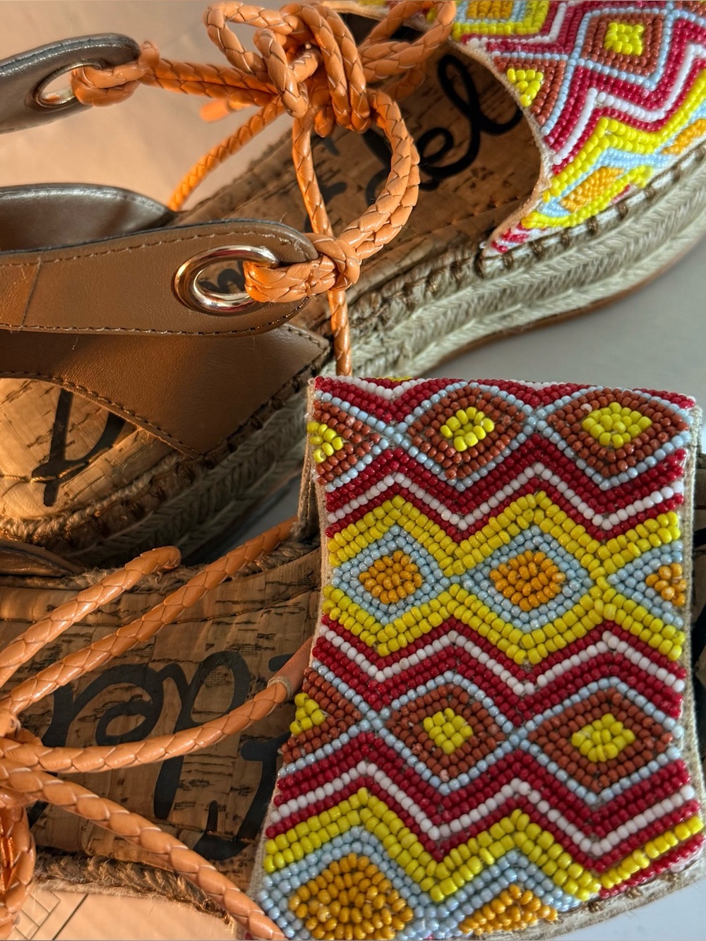 NIB Sam Edelman “Neera” Beaded Platform Boho Espadrille Sandal Size 6 - Picture 9 of 16